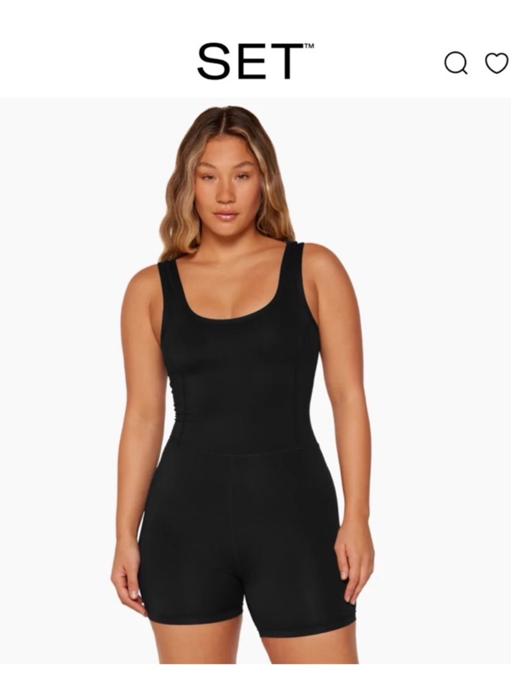 SET Black Sportsbody Scoop-Neck Bodysuit Romper